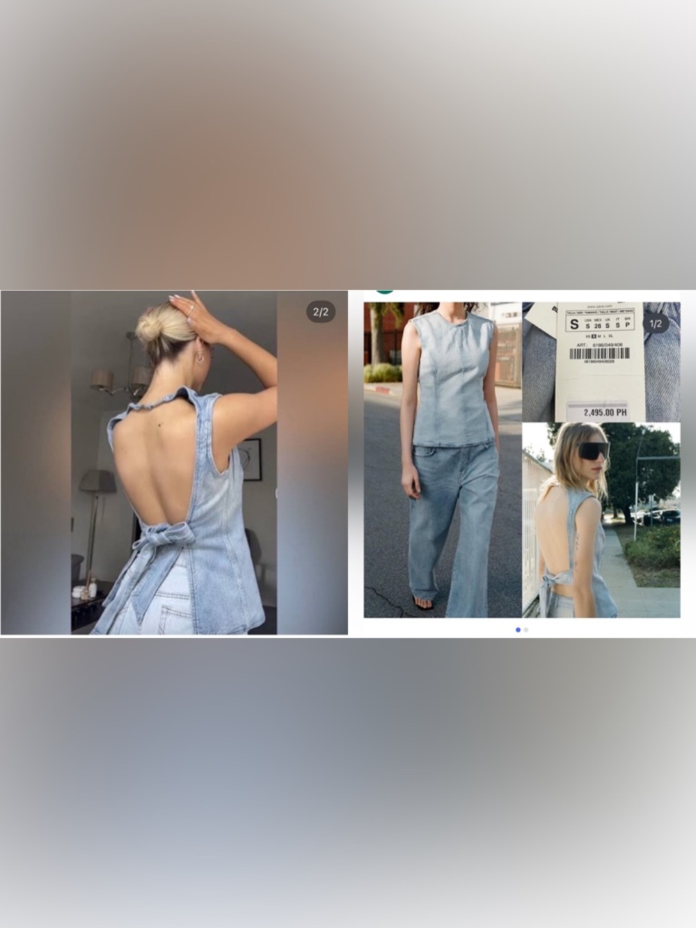 Zara Backless Denim Top